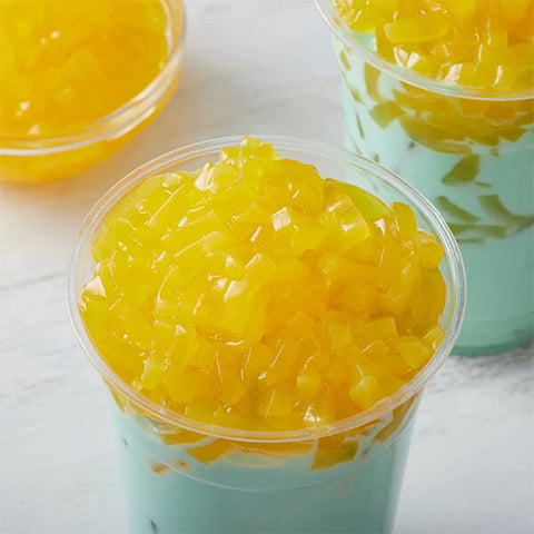 Coconut Jelly in Mango Syrup