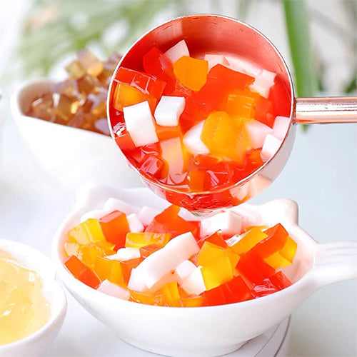 Coconut Jelly Rainbow in Tropical Punch Syrup